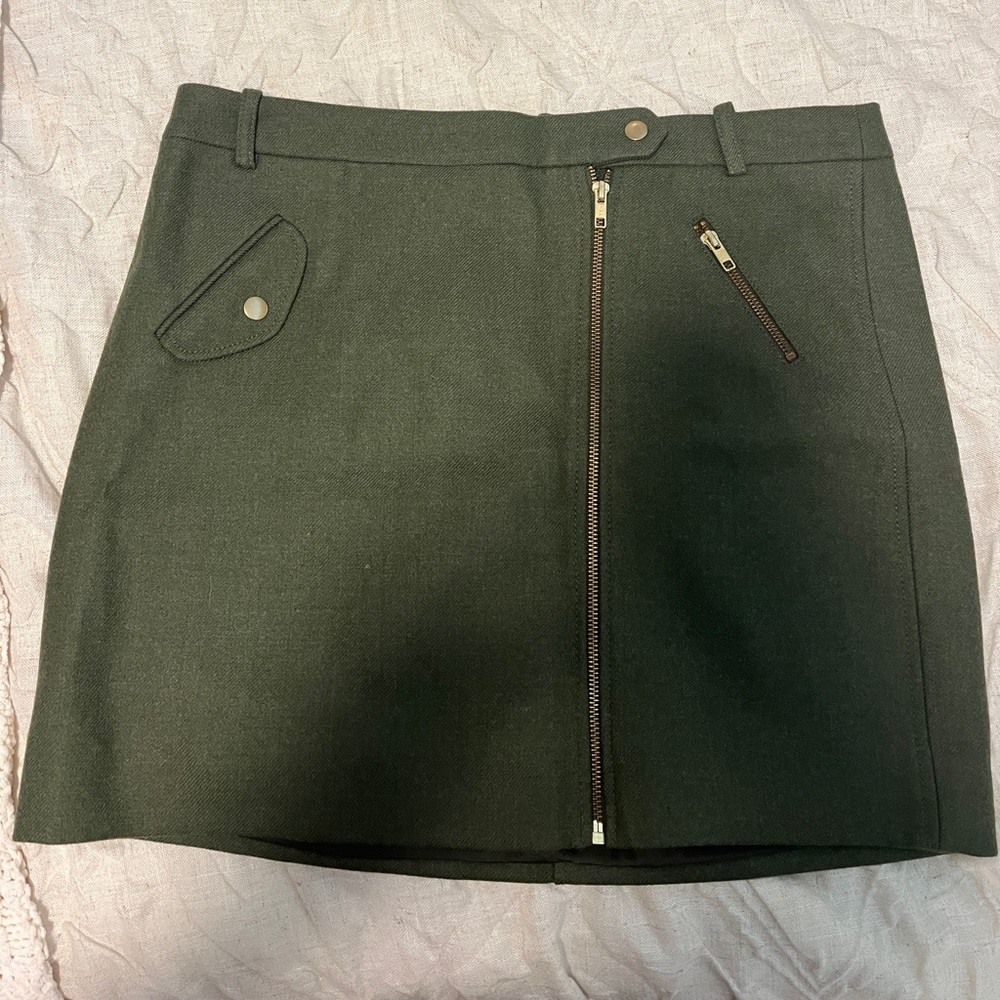 J Crew forest green mini skirt